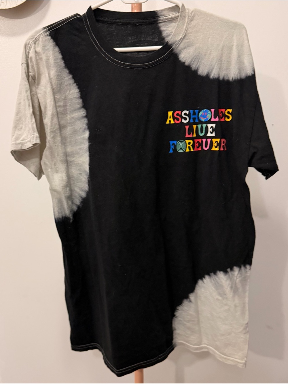 Rock Revival Black & White Tie-Dye Tee with Multicolor Lettering